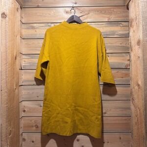 WILD PONY Mustard Yellow Mock Neck 3/4 Sleeve Knit Dress Size S Twiggy dress mod
